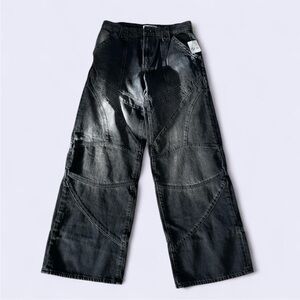 Free People Charcoal Wide Leg Jeans